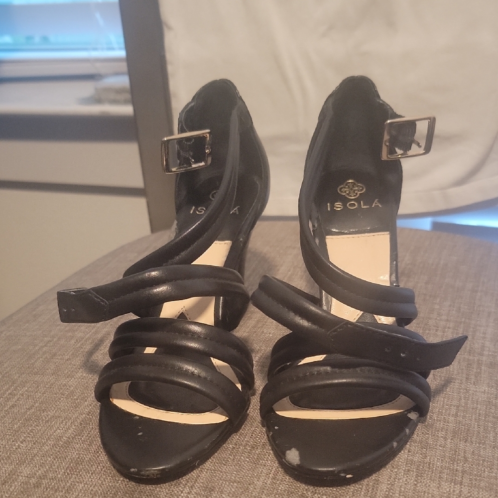 Isola Black Strappy Heels with Buckle